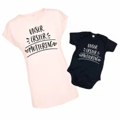 Unser erster Muttertag Muttertagsgeschenk Bodysuit Baby Body & Mama Shirt Mama und ich