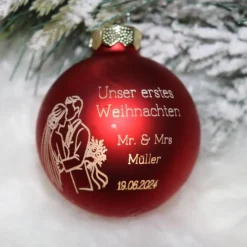 Unser erstes Weihnachten Mr & Mrs - Personalisierte Weihnachtskugel mit Lasergravur