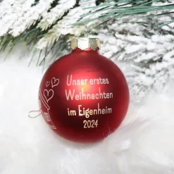 Unser erstes Weihnachten im Eigenheim - Personalisierte Weihnachtskugel mit Lasergravur