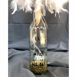 Unser Schneeball - Federlampe Flaschenlampe mit weißem Federlampenschirm