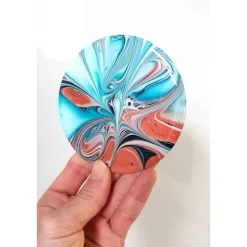 Untersetzer Fluid Art Blau Bronze mit Resinbeschichtung – stilvolle Deko