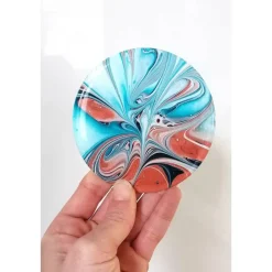 Untersetzer Fluid Art Blau Bronze mit Resinbeschichtung – stilvolle Deko