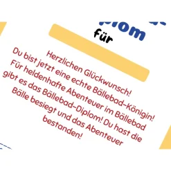 Unvergesslicher Kindergeburtstag: Bällebad, Urkunden in A4 zum Ausdrucken als Mitgebsel für Kinder