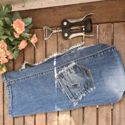 Upcycling Flaschenhülle aus Jeans – Handgemacht & Nachhaltig Geschenkverpackung Flaschentasche