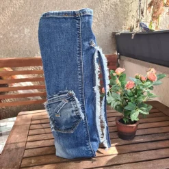 Upcycling Flaschenhülle aus Jeans – Handgemacht & Nachhaltig Geschenkverpackung Flaschentasche