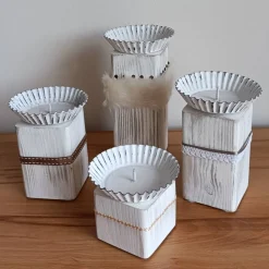 Upcycling-Adventkranz Kantholz im Advent Adventgesteck