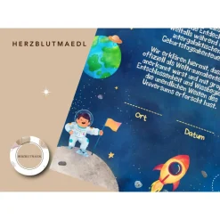 Urkunde als Mitgebsel für den Kindergeburtstag | Geschenktüte für Kinder | Rakete | Weltall | Weltraumparty