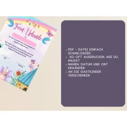 Urkunde Fee für Kindergeburtstagsgäste | Mitgebsel für die Feenparty A4 | Feenreich | Urkunden ausdrucken | DIY