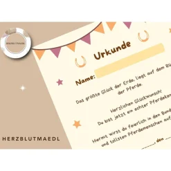 Urkunde Pferd | Pferdeparty | Pferdemensch Urkunden A4 | Urkunden ausdrucken | Kindergeburtstag | Mitgebsel Kindergeburt
