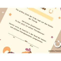 Urkunde Pferd | Pferdeparty | Pferdemensch Urkunden A4 | Urkunden ausdrucken | Kindergeburtstag | Mitgebsel Kindergeburt