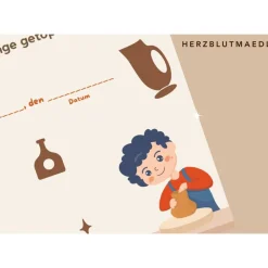 Urkunde zum Ausdrucken - Töpfern mit Kindern Set | Perfektes Mitgebsel für den Kindergeburtstag