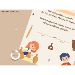 Urkunde zum Ausdrucken - Töpfern mit Kindern Set | Perfektes Mitgebsel für den Kindergeburtstag