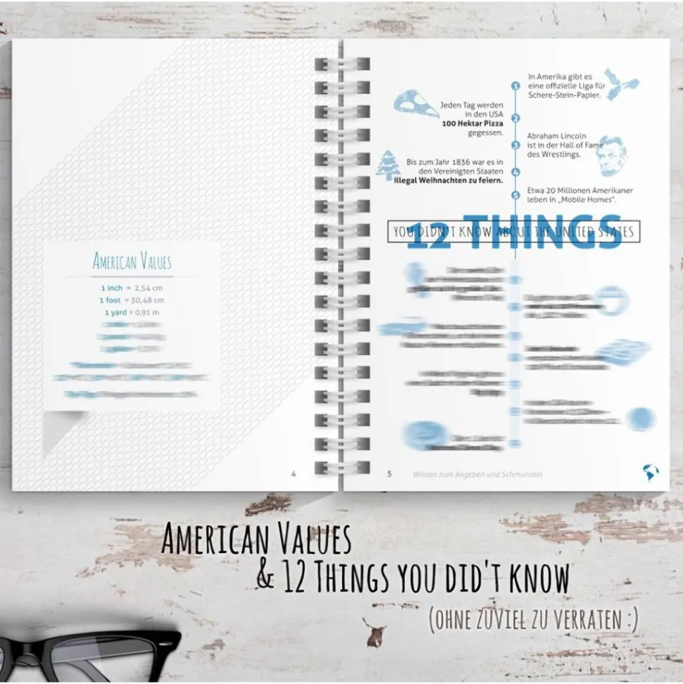 USA Reisetagebuch zum selberschreiben / als Abschiedsgeschenk - DIN A5 mit interaktiven Aufgaben & Reise-Zitaten