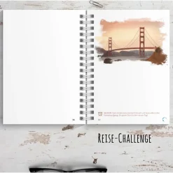 USA Reisetagebuch zum selberschreiben / als Abschiedsgeschenk - DIN A5 mit interaktiven Aufgaben & Reise-Zitaten