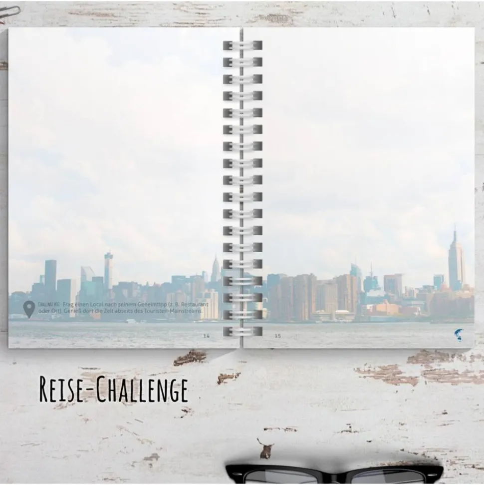 USA Reisetagebuch zum selberschreiben / als Abschiedsgeschenk - DIN A5 mit interaktiven Aufgaben & Reise-Zitaten