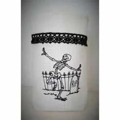 Utensilo Lichtbeutel Geschenkbeutel Skull GESTICKT Leinen Spitze Halloween