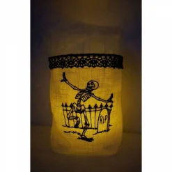 Utensilo Lichtbeutel Geschenkbeutel Skull GESTICKT Leinen Spitze Halloween