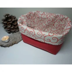 Utensilo "Natale" aus Baumwolle rot/ beige