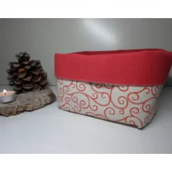 Utensilo "Natale" aus Baumwolle rot/ beige