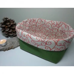 Utensilo "Natale" aus Baumwolle grün/ beige