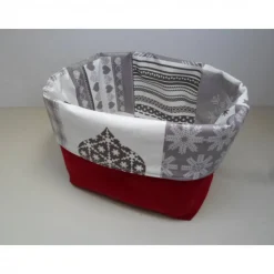 Utensilo "Neve" Wachstuch Baumwolle beige/ rot Unikat