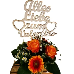 Valentinsgeschenk: Monogramm-Herzaufhänger oder Blumenstecker mit Schriftzug