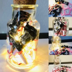 Valentinsglas, Sprücheglas, Freundschaftsgeschenk - Dekoglas mit 24 Sprüchen und mit Beleuchtung