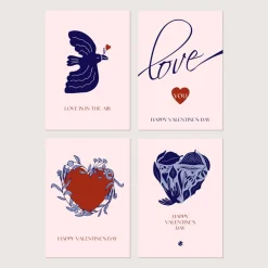 Valentinskarten Set *Love is in the Air* / 4 Geschenkkarten für Valentinstag