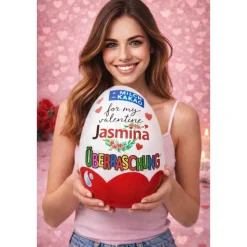 Valentinstag Geschenk personalisiertes XXL Überraschungsei | Ü-Ei mit Namen | Geschenk für Sie & Ihn