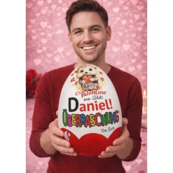 Valentinstag Geschenk personalisiertes XXL Überraschungsei | Ü-Ei mit Namen | Geschenk für Sie & Ihn