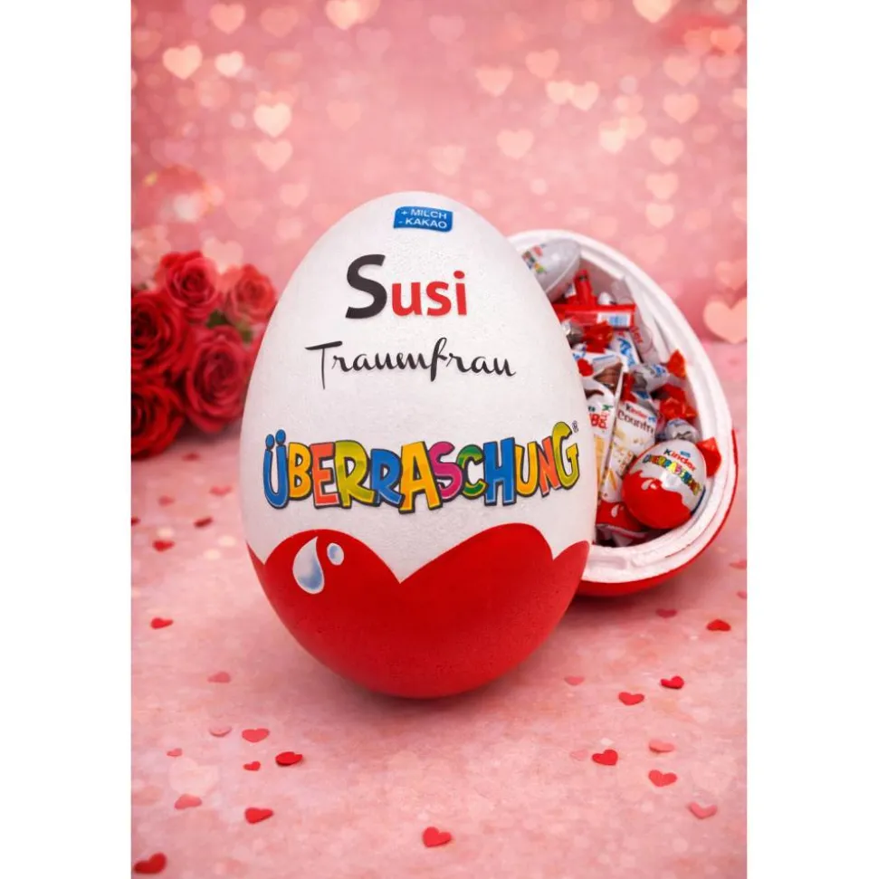 Valentinstag Geschenk personalisiertes XXL Überraschungsei | Ü-Ei mit Namen | Geschenk für Sie & Ihn