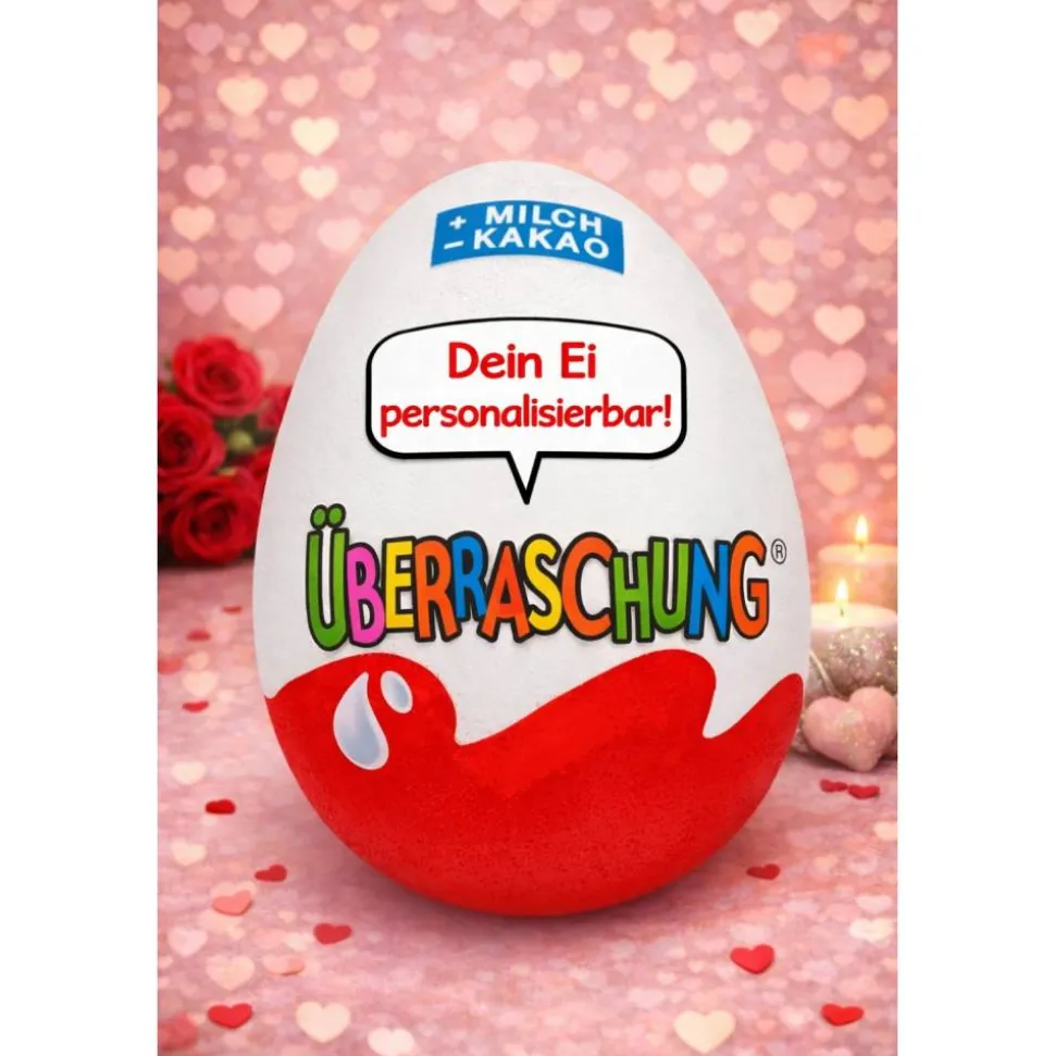 Valentinstag Geschenk personalisiertes XXL Überraschungsei | Ü-Ei mit Namen | Geschenk für Sie & Ihn