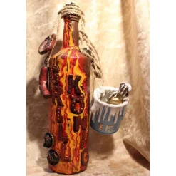 Vatertagsgeschenk Geldgeschenk GRILLKÖNIG Acrylfarben auf einer Flasche Geschenk Wohndeko Upcycling Unikat