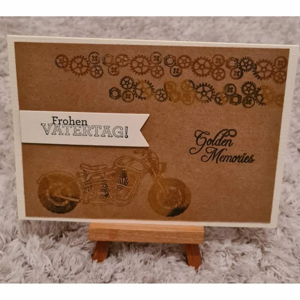Vatertagskarte " Frohen Vatertag ! " Zahnräder , Motorrad