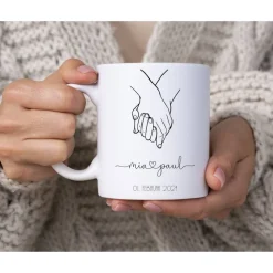 Verlobungsgeschenk Tasse, Geschenk Verlobung Kaffeetasse, Hände, Herz