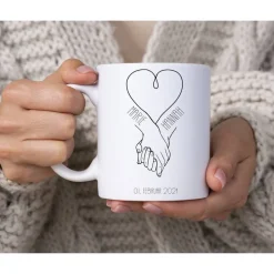 Verlobungsgeschenk Tasse, Geschenk Verlobung Kaffeetasse, Hände, Herz