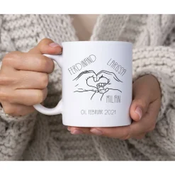 Verlobungsgeschenk Tasse, Geschenk Verlobung Kaffeetasse, Hände, Herz