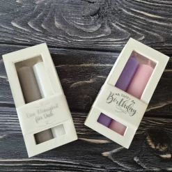 Verpackung für 2 kurze Stabkerzen, Geschenkverpackung, Kerzendoppel, Stabkerzen Zweierpack