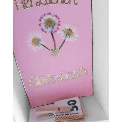 Verpackung für Geldgeschenk – Geschenkbox mit Gänseblümchen, Herzlichen Glückwunsch, Geschenkverpackung Unikat