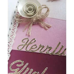 Verpackung für Geldgeschenk – Geschenkbox mit Papierrosen, Herzlichen Glückwunsch, Vintage, Unikat