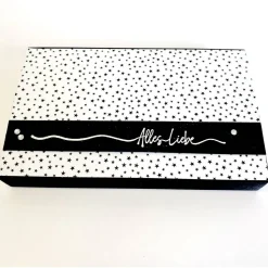 Verpackung für Haselnuss-Konfekt mit Karamell-Schokolade, mit Glückwunschkarte – Handgemachte Verpackung, 2 Stück Set