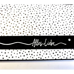 Verpackung für Haselnuss-Konfekt mit Karamell-Schokolade, mit Glückwunschkarte – Handgemachte Verpackung, 2 Stück Set