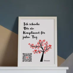 Verschenke Komplimente | Personalisiertes QrCode Bild | Herzchen Baum