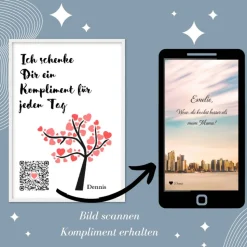 Verschenke Komplimente | Personalisiertes QrCode Bild | Herzchen Baum