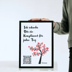 Verschenke Komplimente | Personalisiertes QrCode Bild | Herzchen Baum