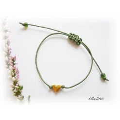 Verstellbares Freundschaftsarmband mit Herz - Jungessellenabschied, Hochzeit, Geschenk Freundin,Trauzeugin - modisch,trendy,zart,verspielt - oliv,dunkeltürkis,apricot,rosa