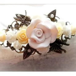 verzierter Haarreif,  Harreif, Haarschmuck,Hochzeit, Fest, Blüten, Schmetterling, Libelle, Rosen
