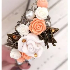 verzierter Haarreif,  Harreif, Haarschmuck,Hochzeit, Fest, Blüten, Schmetterling, Libelle, Rosen