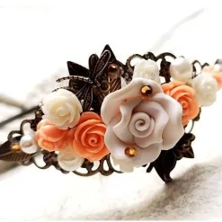verzierter Haarreif,  Harreif, Haarschmuck,Hochzeit, Fest, Blüten, Schmetterling, Libelle, Rosen
