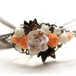 verzierter Haarreif,  Harreif, Haarschmuck,Hochzeit, Fest, Blüten, Schmetterling, Libelle, Rosen